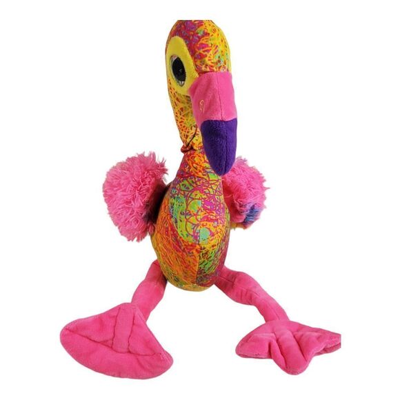 Fiesta Pink Flamingo Plush Colorful Rainbow Long Legs Stuffed Animal Novelty 20" - Picture 3 of 11